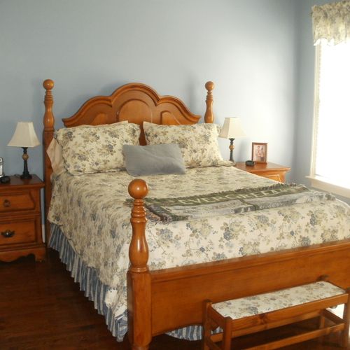 Clean bedding, dust free lamp shades, nightstands,