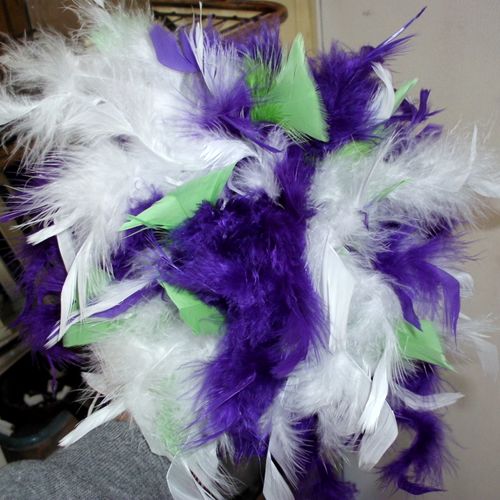 Feather bouquets, corsages, bouts and centerpieces