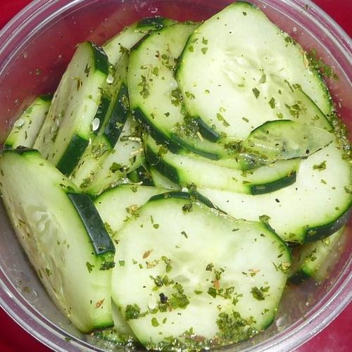 Cucumber Salad in a light Cilantro Vinaigrette.