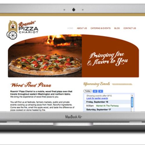 Custom website design for Roamin' Pizza Chariot in