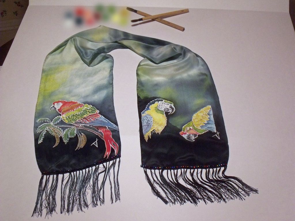 Silk Dye Hand Painted 100% China Silk Scarf includ