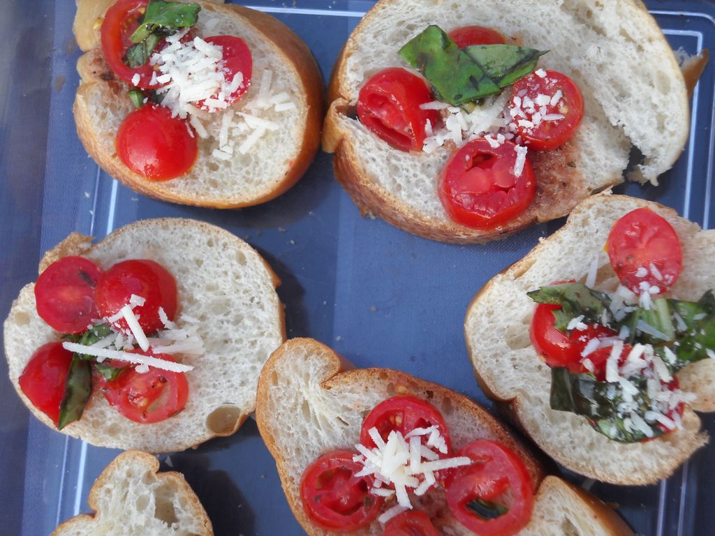 Organic Cherry Tomato Bruschetta with Fresh Basil,