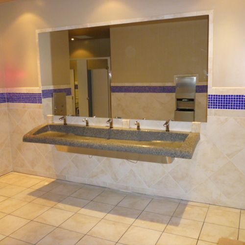 Ceramic tile for commercial restrooms.