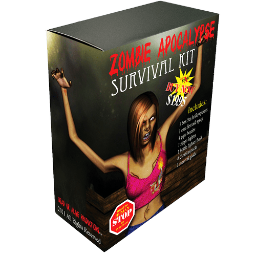 Zombie Apocalypse Survival Kit - This packaging ar