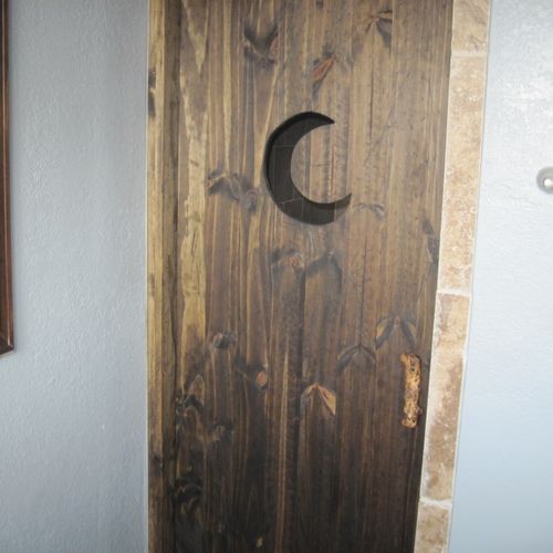 wooden shower door