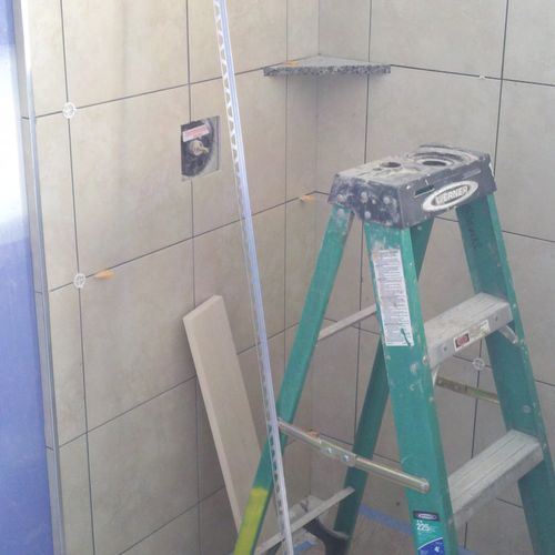 Tiger Hotel Standalone shower after (pre grout)