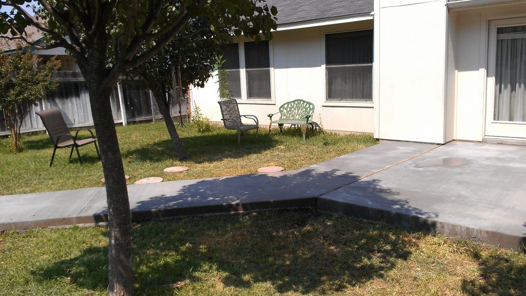 Concrete patio and sidewalk