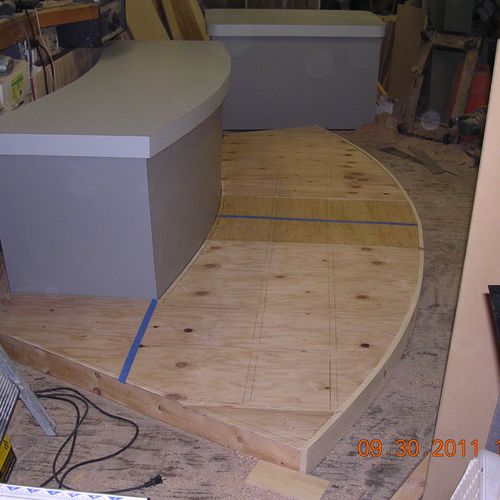 News Anchor desk before completion for traveling n