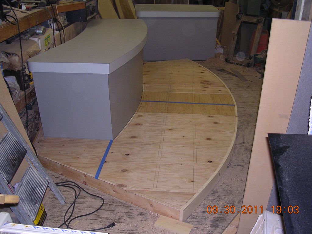News Anchor desk before completion for traveling n