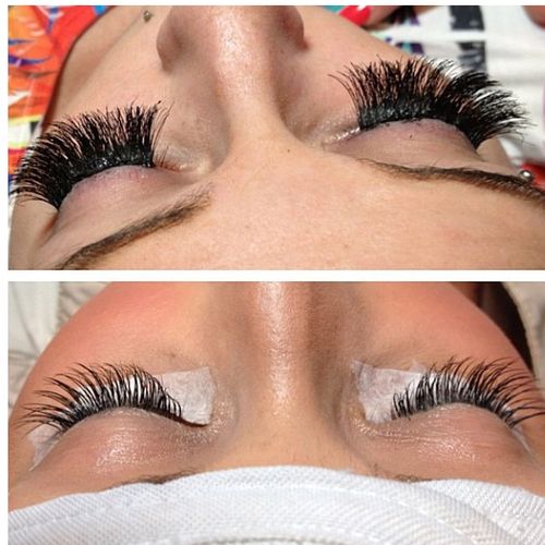 before and after natural eyelash extensions
