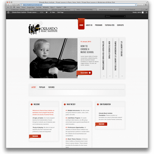 Orlando Music Institute Web Site Screen Shot