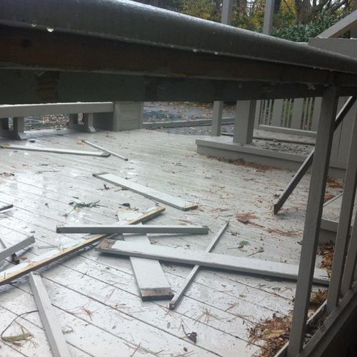 Sandy damage on a customer patio
