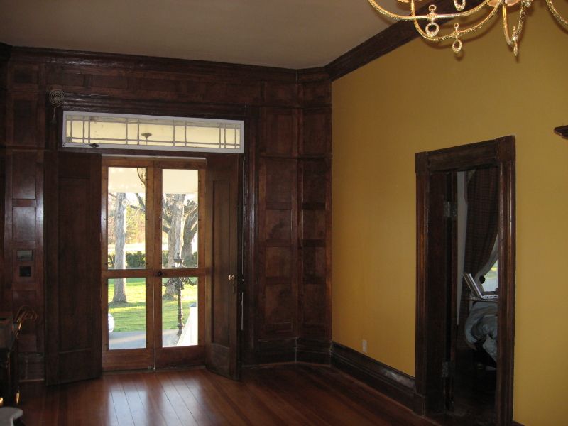 Entrance repaired and painted.