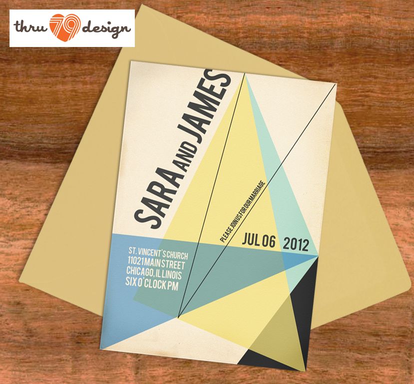 bauhaus style save the date or invitation