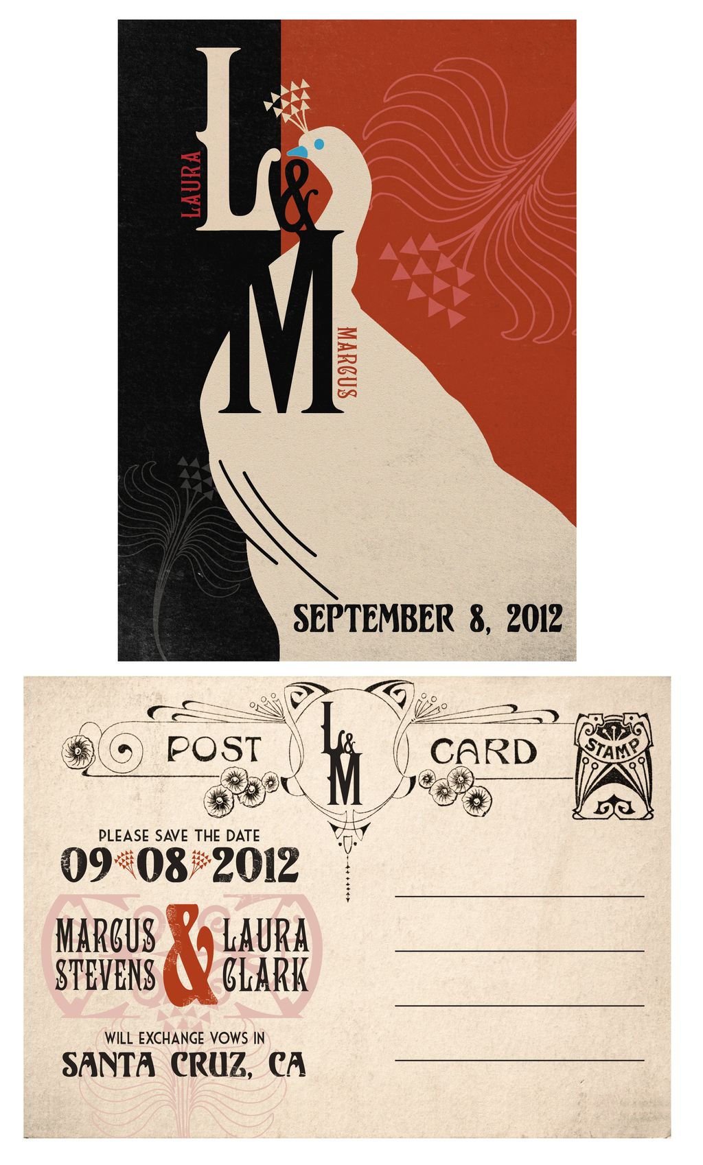 art deco style save the date or invitation