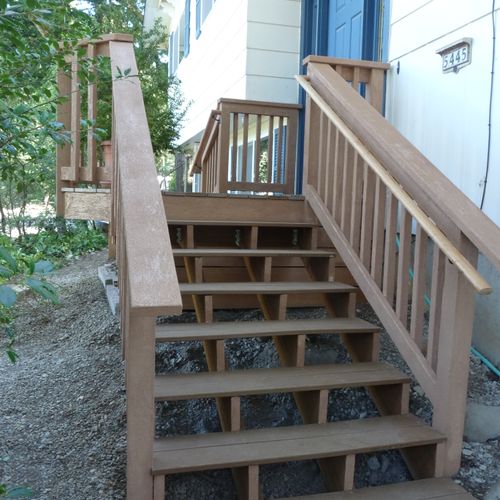 New deck and stairs construction.