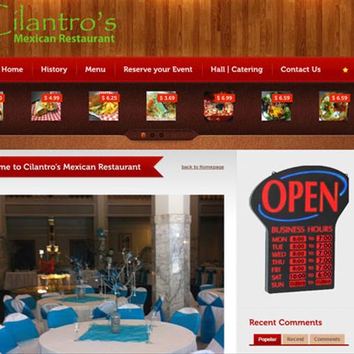 Cilantro's Mexican Food Website
php base website