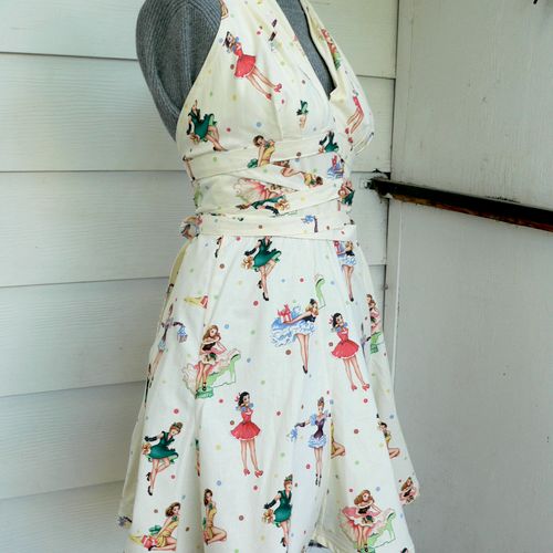 Pin up fabric dress, made from the same pattern as