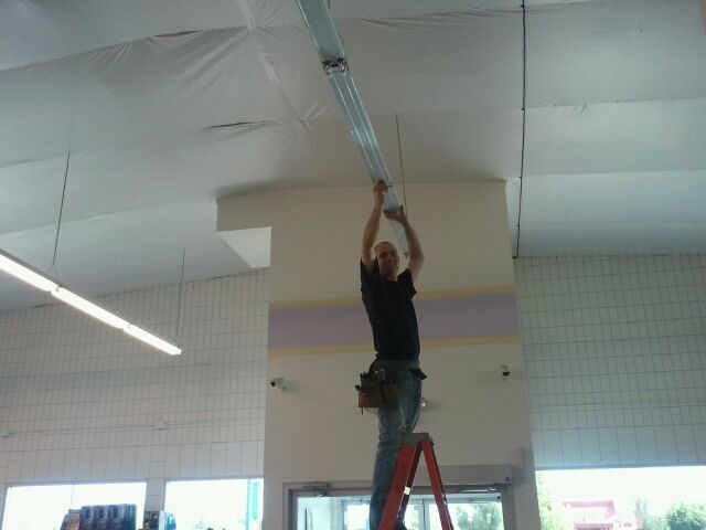 Our lighting technician working on upgrading light