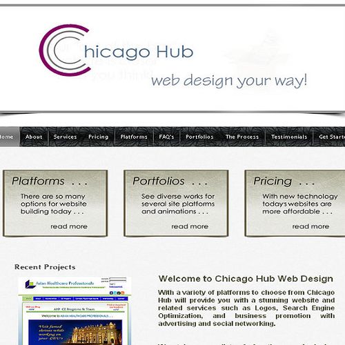 Chicago Hub Web Design business site displays port