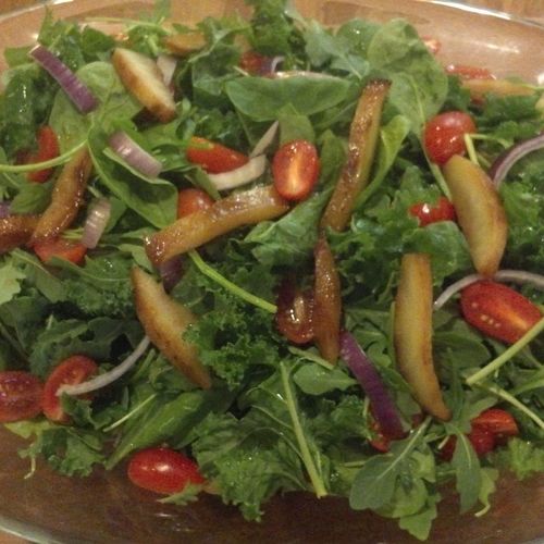 Mixed Green Salad with Caramelized  Pears