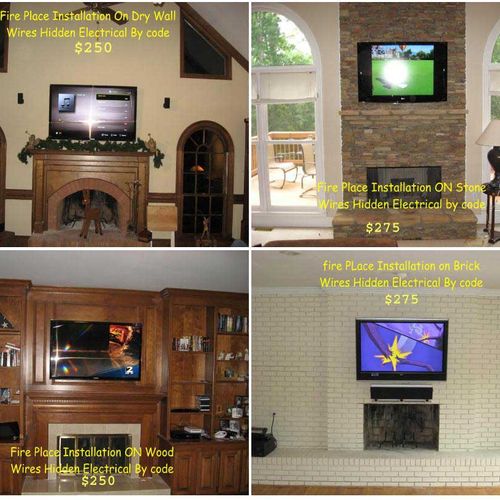 TV installations over fireplaces with pricing
