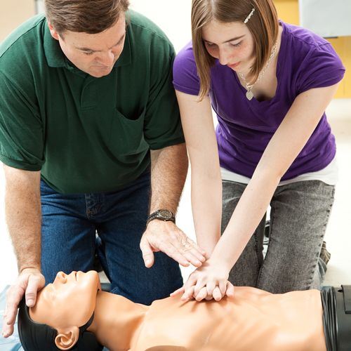 Hand placement for Adult CPR.