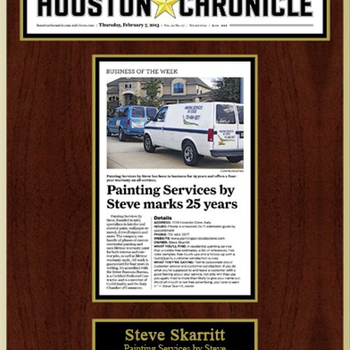Featured "Business Of The Week", Houston Chronicle