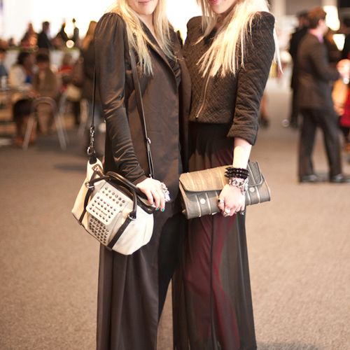 Emily and Abigail in the tents at New York Fashion