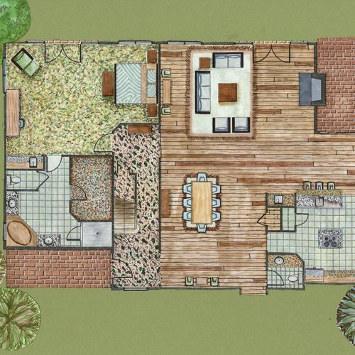 Residential Interior Design: Floor Plan
Hand Rend