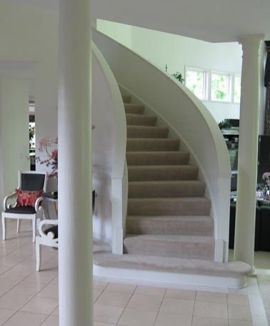 Curved, modern stairway