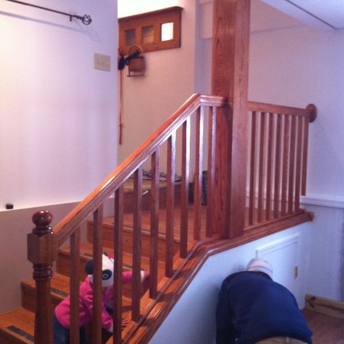 New stair railing.  With a small close under the s