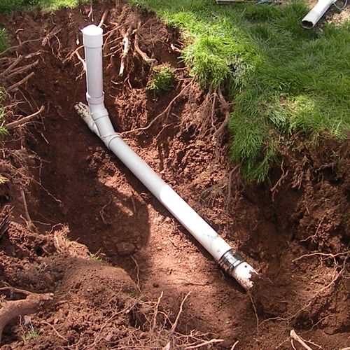 A replacement of a root infested line and new pipe