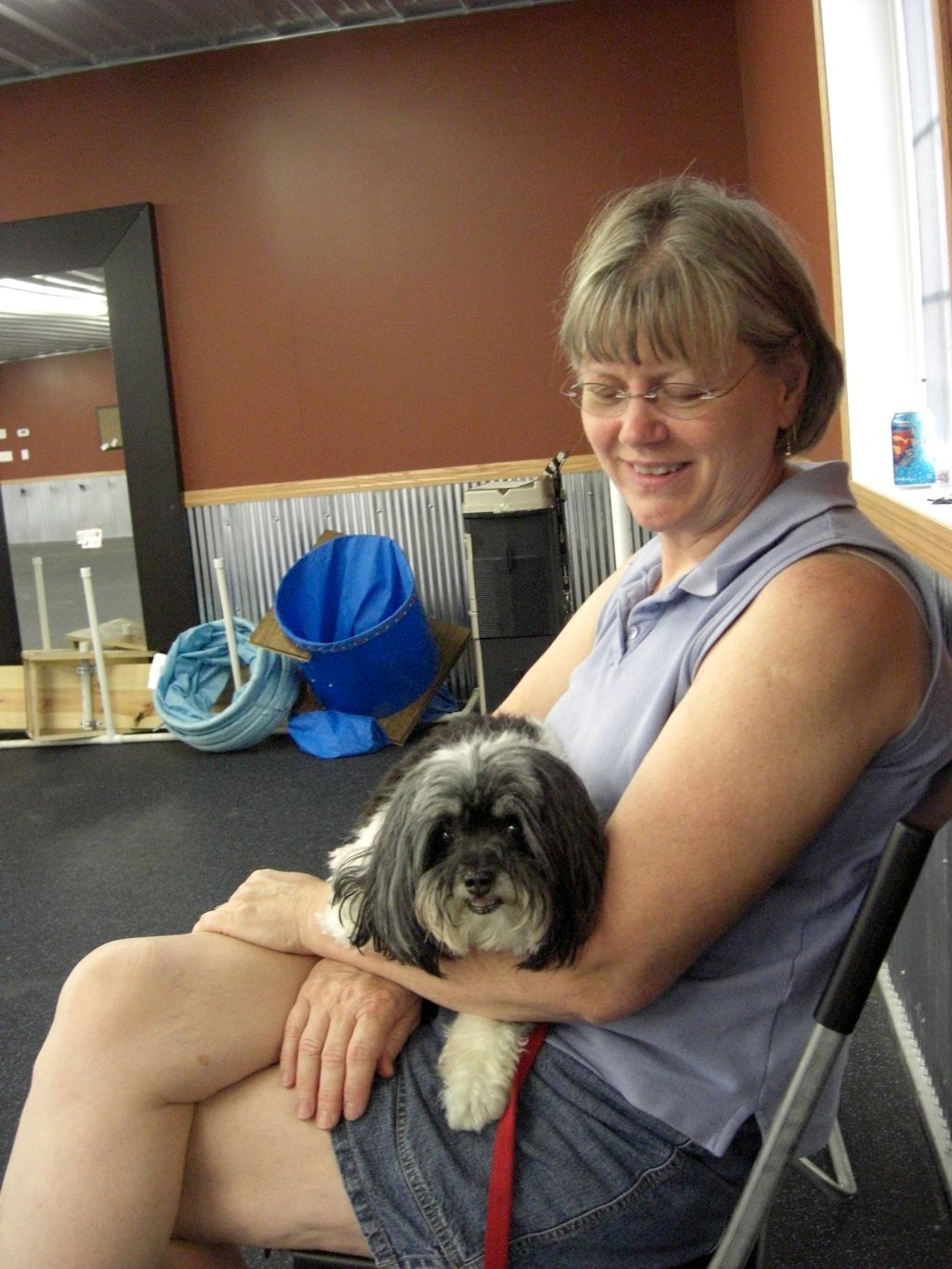 Little Gidget enjoying 'mom' time after training.