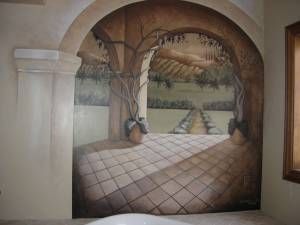 Bathroom Illusion of Archway; To a Courtyard and B