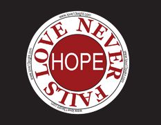 Logo for Love Never Fails products. Love Never Fai