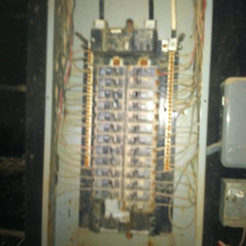 Electrical service panel that was submerged in wat