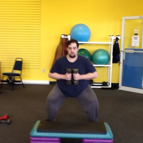 Mike doing his favorite exercise. Squats!