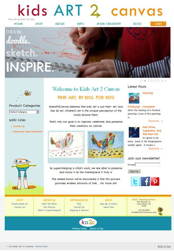 We set Kids Art 2 Canvas up with an eCommerce site
