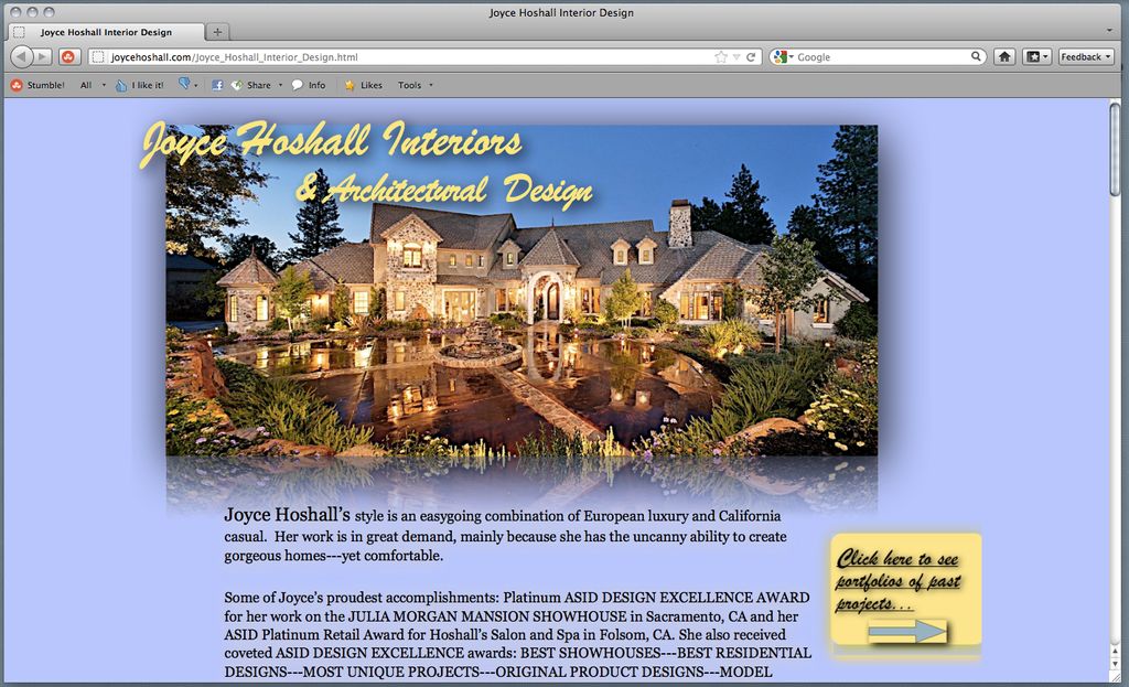 High end interior designer Joyce Hoshall's website