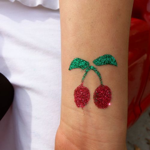 cherries glitter tattoo