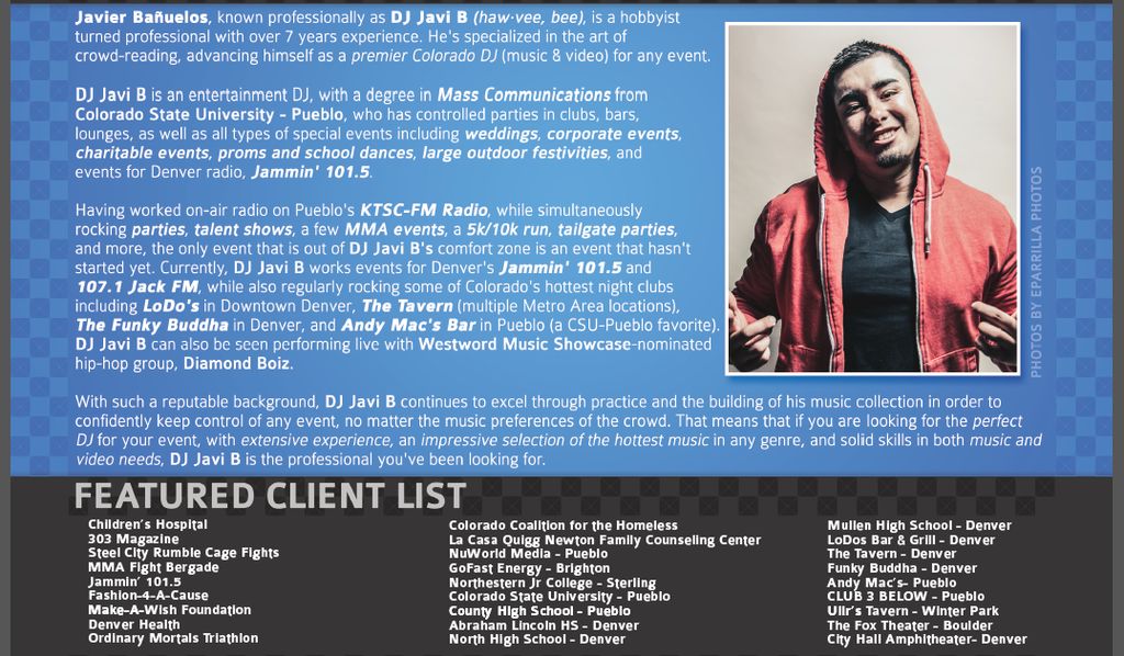 bio and client list from press kit