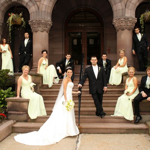 Bridal Party in front of their College - Where the
