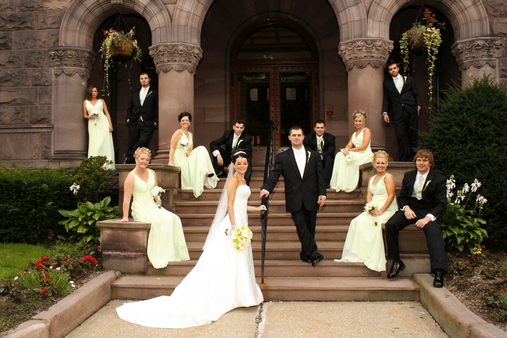 Bridal Party in front of their College - Where the