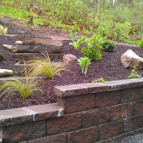 Retaining walls add a distinct, and functional fea