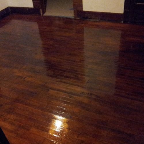 This was an antique hardwood floor, we refinished 