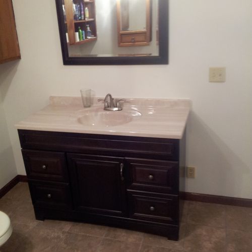 This is a bathroom we redid. We removed 2 windows,