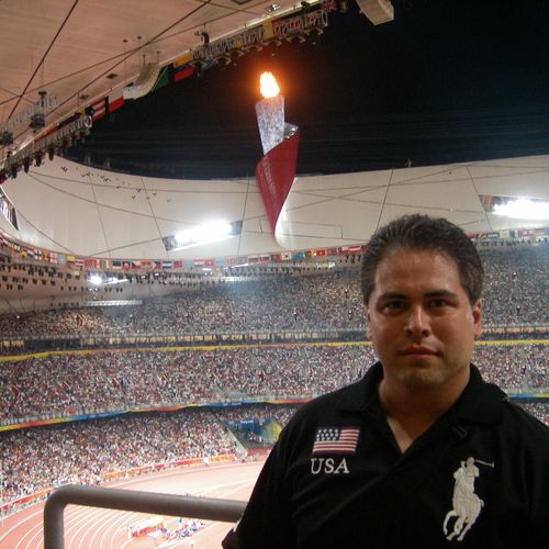 Inside the Beijing National Stadium during the 200