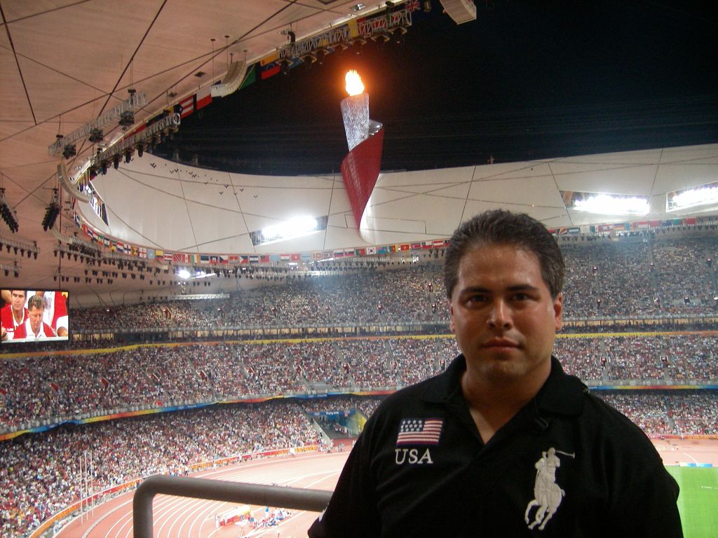 Inside the Beijing National Stadium during the 200