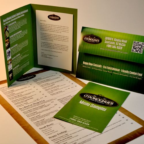 O'Donoghues Irish Pub Marketing & Restaurant Menu